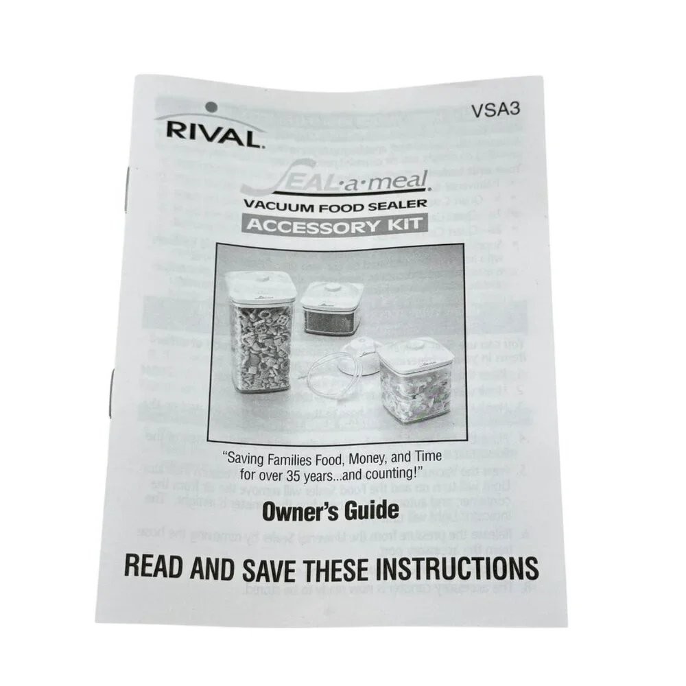 Rival Seal-A-Meal 3 Canisters 3 Lids Hose Sealer Accessory Kit VSA3 Unused